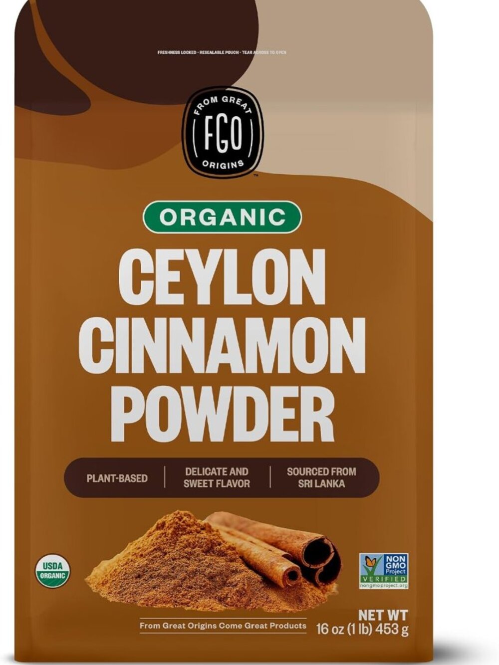 Organic Ceylon Cinnamon Powder 16oz - Pure Spice for Baking, Cooking & Drinks